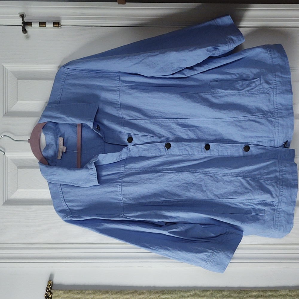 Blue Linen Jacket by Woman Within Size 18W